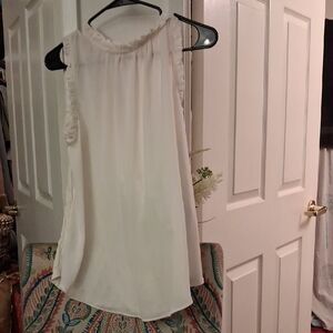 LOFT White Ruffle Neck Sleeveless Blouse